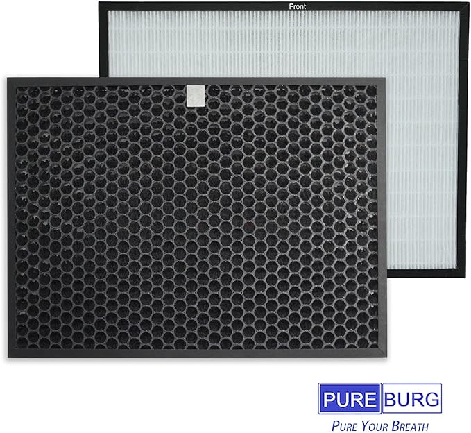 PUREBURG Replacement Filter Pack Compatible with RabbitAir BIOGS CLASSIC SPA-421A SPA-582A Air Purifier,H13 HEPA + Activated Carbon Filter Air Clean dust PM2.5 Odor