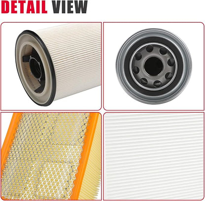 6.7L Cummins Fuel Filter Oil Filter Air Filter and Cabin Air Filter Kit Compatible with 2013-2018 Dodge RAM 2500 3500 4500 5500 Diesel Replaces 68197867AA 68157291AA 5083285AA 53034051AB 68406048AA