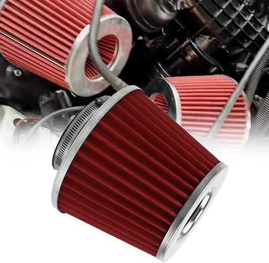 RYANSTAR RACING 70mm 2.75" High Flow Round Tapered Cone Cool Air Filter Cleaner with Top Filter Design Short 154mm Tall