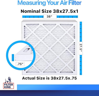 Filter King 38x27.5x1 Air Filter | 4-PACK | MERV 8 HVAC Pleated A/C Furnace Filters | MADE IN USA | Actual Size: 38 x 27.5 x .75"