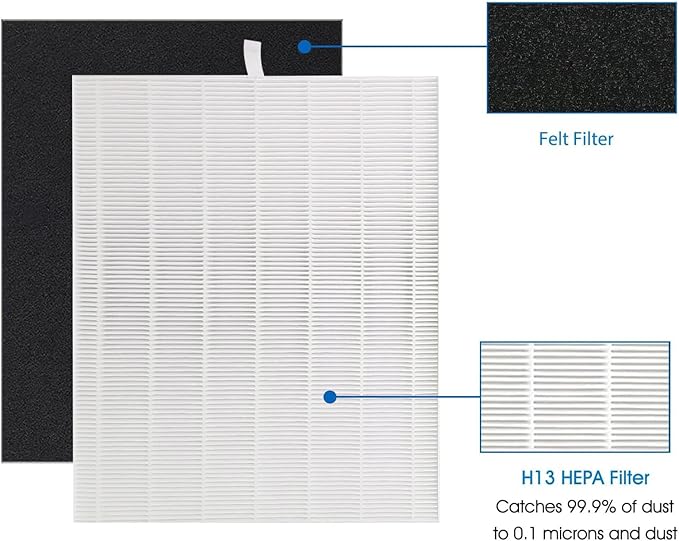 D480 True HEPA Replacement Filter D4, Compatible with Winix D480 Air Purifier, Compare to D4 Filter, Item Number 1712-0100-00, 1 H13 True HEPA Filters + 4 Activated Carbon Pre-Filters