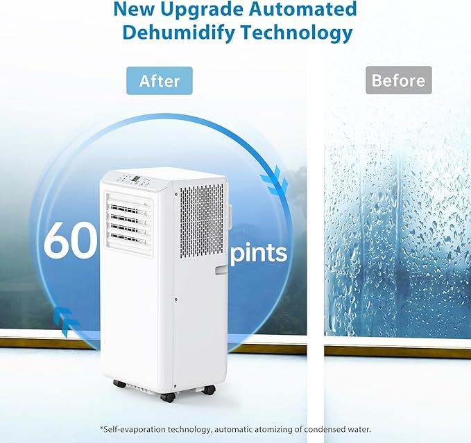 Portable Air Conditioners 10,000 BTU, Quiet Operation with Remote Control, Cools Rooms Up to 450 Sq. Ft, Portable AC Unit for Office Dorm Rooms, White