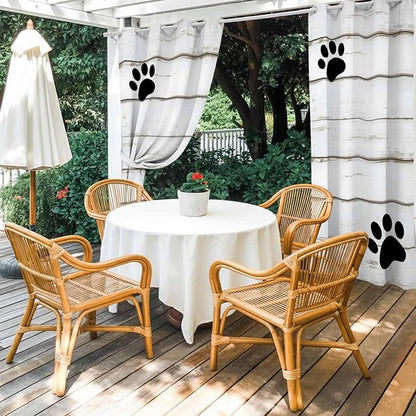 Wood Grain Outdoor Curtains for Patio Claws Animals Wooden White Waterproof Outside Curtains with Grommet Top Weatherproof Curtain for Cabana Pergola Gazebo, 1 Panel, 54" W x 108" L