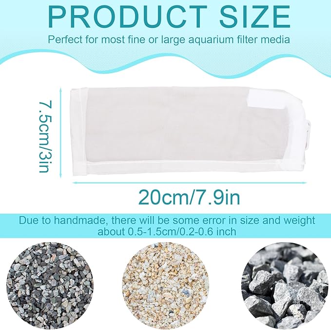 BOXOB 10pcs Aquarium Filter Media Bags, 100 Micron Extra Fine Media Filter Small Mesh Bags Purigen Sock for Fish Tank with Plastic Zipper for Activated Carbon Resin (7.9x3 Inch)
