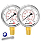 Glycerin-Filled Pressure Gauge,Brass Internal 2-Inch Gauge, Stainless Steel, 1/4" NPT Lower Mount (0-100Psi 2 Pack)