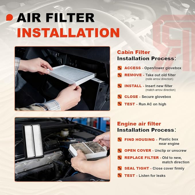 Engine & Upgrade Cabin Air Filter Kit Compatible with 2016-2022 Pilot 3.5L, 2017-2025 Ridgeline 3.5L, 2019-2025 Passport 3.5L, 2014-2020 MDX 3.5L, 2017-2020 MDX 3.0L, Replaces#80292SDAA01,172205J6A10