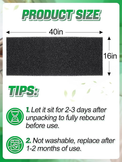 RV Air Conditioner Replacement Filters - Black 50PPI Filter for Most RV A/C Accessories, 40 x 16 x 0.6 Inches