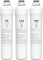 1 Year Replacement Filter Set Compatible with Bluevua RO100ROPOT RO100ROPOT-UV RO System (1 PP, 1 CTO, 1 PCF)