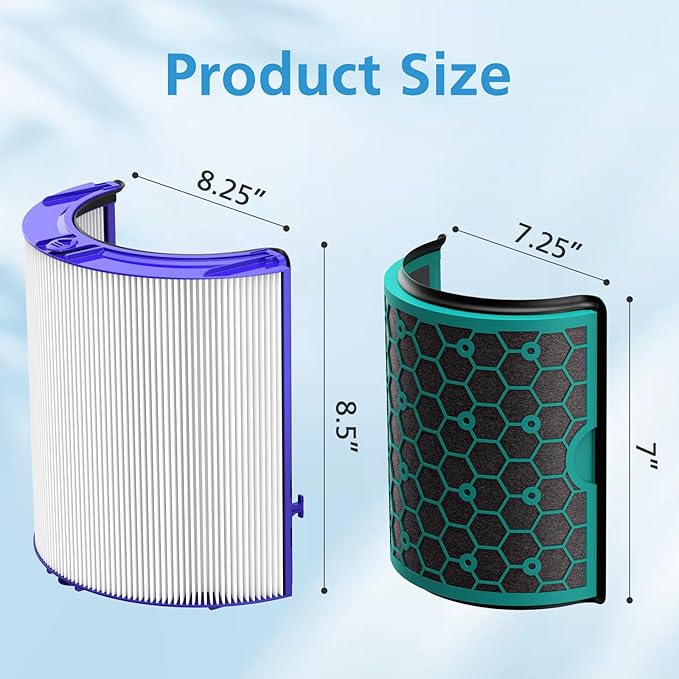 2 Pack TP04 Replacement Filter for Dyson TP04 HP04 DP04 TP05 DP05 Air Purifier Sealed Two Stage Pure Cool Fan Combi 360° Glass HEPA Filter & Activated Carbon Filter, #969048-01, Purple/Teal