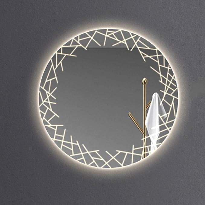 Bathroom Mirror with LED Lights, Wall Mirror with Touch Sensor, Round Mirror with Demister Pad, 3 Light Modes, for Living Room and Bathroom(A,80cm/31.5in)