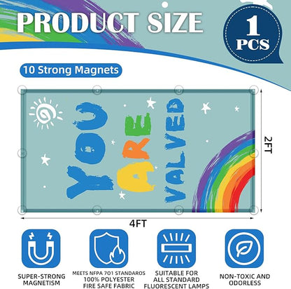 Fluorescent Light Covers - Classroom Covers for Ceiling Lights, 1 PCS 4 x 2 Feet Magnetic Light Filters, Classroom, Office Decor (You are Valued)