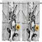 Grey Farmhouse Living Room Curtains 72 Inches Length, Vintage Sunflowers Animals Printed Window Treatment Curtain Drapes, Light Filtering Drapes for Bedroom Laundry Room, 52"x72", 2 Panels
