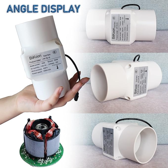 12V Inline Duct Fan 3 Inch 75Mm Ventilation Exhaust Booster 18W 68 Cfm Intake Fume Extractor Blower for Grow Tent Attic Kitchen (Color : NO Adjustable Speed, Size : 18w)