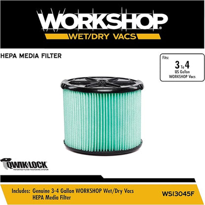 WORKSHOP Wet/Dry Vacs Vacuum Filters WS13045F HEPA Media Filter For Shop Vacuum Cleaner (Single HEPA Media Filter For Wet/Dry Vacuum Cleaner) Fits WORKSHOP 3-Gallon to 4.5-Gallon Shop Vacuum Cleaners