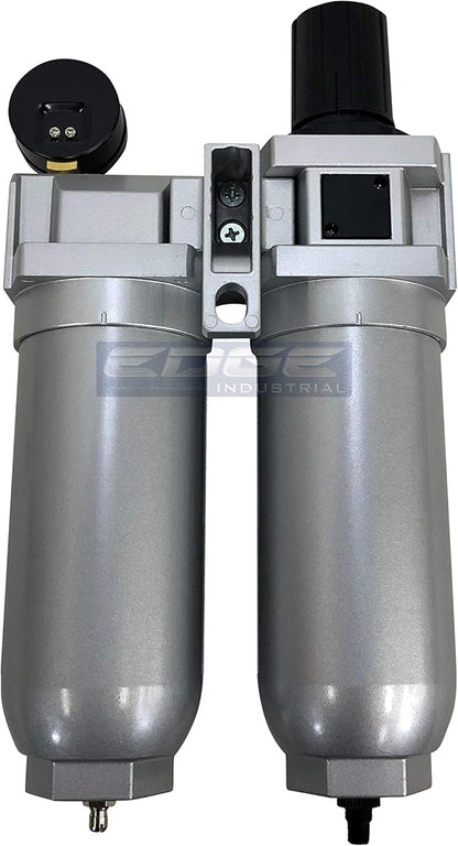 SUPER HEAVY DUTY HIGH FLOW AIR FILTRATION SYSTEM, 2 STAGE PARTICULATE FILTER PLUS OIL REMOVING COALESCING FILTER COMBINATION (1/2" NPT, AUTO DRAIN)