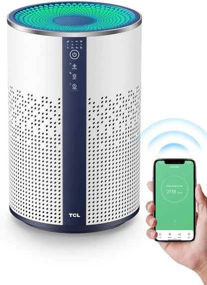 TCL Air Purifier for Home Room Bedroom, Smart WiFi Alexa Control, True H13 HEPA Air Filter Remove 99.97% Smoke Odor Pet Dander Dust Pollen Mold Air Cleaner Metal Design with Night Light