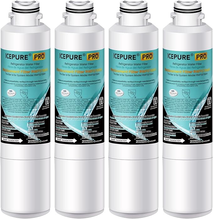 ICEPURE PRO DA29-00020B NSF401&473&53 Samsung Refrigerator Water Filter, Replacement for DA29-00020B-1, DA29-00020A/B, HAF-CIN/EXP, RF25HMEDBSR, RF28HMEDBSR, RS25J500DSR, More Models, 4PACK