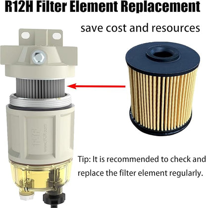 iFJF R12H (R12T Upgrade) Fuel Water Separator Filter Element 10 Micron Only Replacement for Our Own R12H Assembly for Marine or Automotive Replaces S3240 120AT NPT ZG1/4-19
