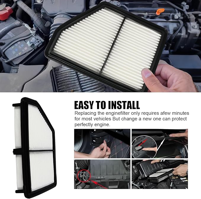 Engine Air Filter 17220-5BA-A00 Compatible with Honda Civic 2016-2024 2.0L, HR-V 2023 2024 2.0L, Replace# 17220-5BA-A00 AF5264 JFA405 SA12051 PA99117 WA10416