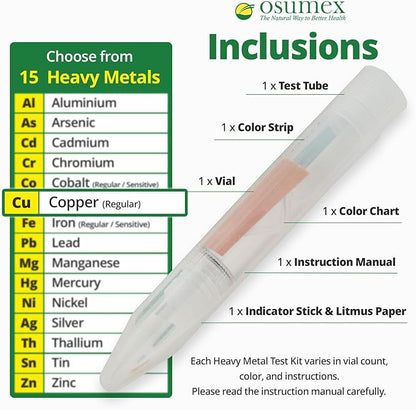 Heavy Metal Test Copper Test Kit Regular 1 Pack - at Home Water Testing Kits for Drinking Water, Heavy Metal Test Kit Water Tester, Copper Water Testing Kit for Water, Food, Urine, & Other Materials