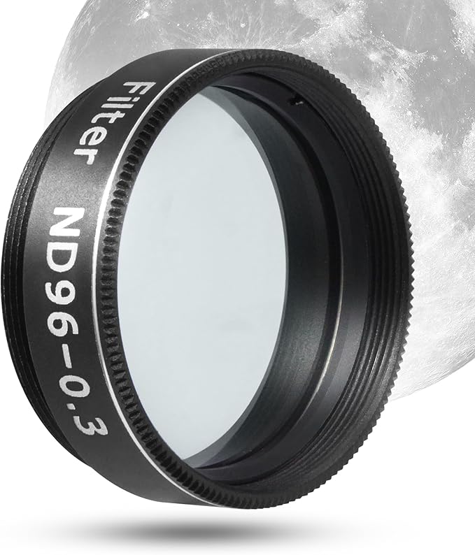 Astromania Telescope Filter Moon Filter 1.25 inch, Neutral Color Filter ND96-0.3 with 50% Light Transmission Reduces Moon Glare&Enhances Lunar Crater Detail, Work with Telescope Accepts 1.25" Eyepiece