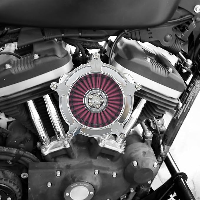 HDBUBALUS Motorcycle CNC Spike Air Cleaner Air Filter Intake System Filter (A-For Sportster XL models 04-22)