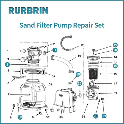 Sand Filter Pump Parts 25013 Repair Set Compatible with Intex Krystal Clear Sand Filter Pump with 25013 Air Release Valve & O-Ring Parts (1 Set)