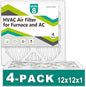 12x12x1 Air Filter MERV 8 (4-Pack), HVAC/Furnace AC Filter Replacement, Dust Defense–Comparable with MPR 600 & FPR 5 (Actual 11.75x11.75x0.75)