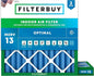 Filterbuy 25x25x2 Air Filter MERV 13 Optimal Smoke & Allergy Defense (2-Pack), Electrostatic Pleated HVAC AC Furnace Filters Replacement, Made in USA (Actual Size: 24.50 x 24.50 x 1.75)