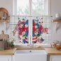 Independence Day Kitchen Curtains 54 Inch Long 2 Panel Set, Rod Pocket Window Curtains Panels, 4 of July Rose Wooden Grain Vintage Light Filtering Privacy Draperies for Bedroom Laundry 42"W x 54"L