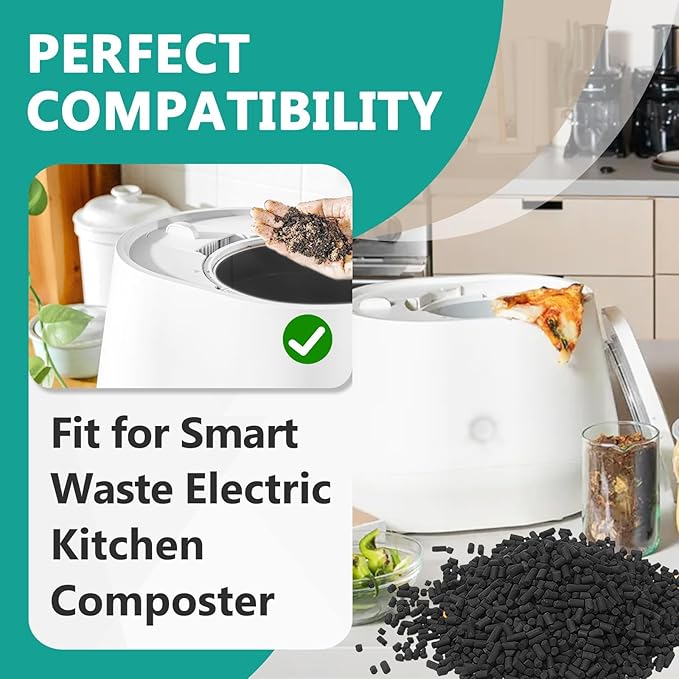 2 Pounds(4-Pack) Odor Absorbing Filter Refills for Lomi Smart Waste Kitchen Composter, Activated Charcoal Refills Compatible with Lomi Kitchen Composter