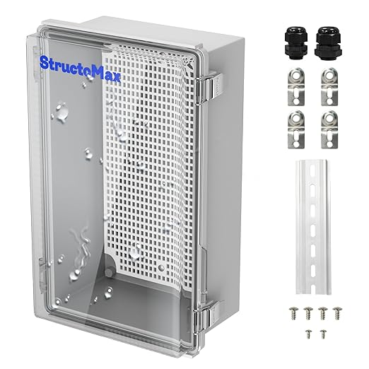 Outdoor Electrical Junction Box | IP67 Waterproof | Resistant ABS Material with Clear UV Coating Cover | Weatherproof Box for Outdoor, Garden, Deck, Patio