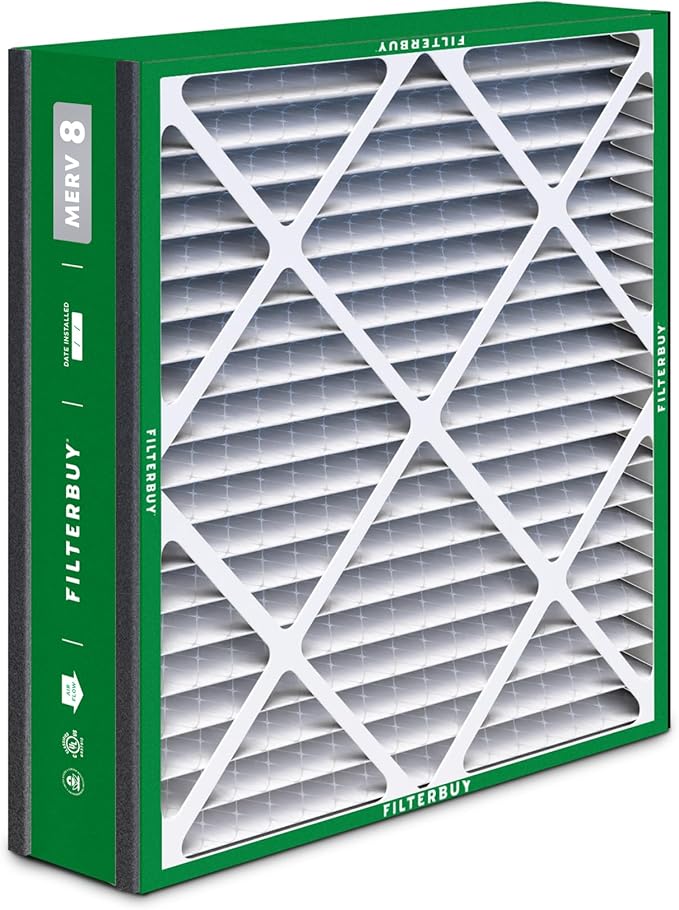 Filterbuy 20x20x5 Air Filter MERV 8 Essential Dust & Allergy Defense (4-Pack), Electrostatic Pleated HVAC AC Furnace Filters for Trion Air Bear 255649-103 & More (Actual Size: 19.63 x 20.63 x 4.88)