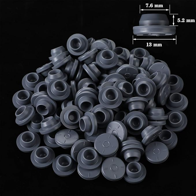 Zonon 64 Pcs Synthetic Filter Paper Stickers 0. 3 Um Filter Disc Mushroom and 100 Pieces Pressure Resistance Vial Rubber Stopper Injection Ports for Mushroom Cultivation(13.2mm Diameter)