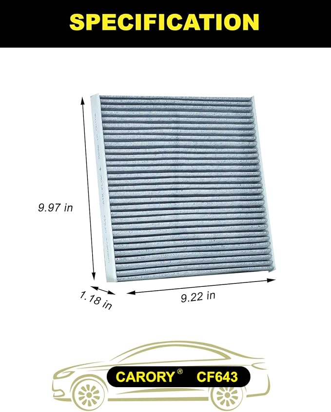 Cabin Air Filter w/Activated Carbon for VW Atlas (2018-2025), Jetta (2019-2025), for Tiguan (2018-2024), Golf/GTI (2015-2024), Audi A3 (2014-2024), Q3 (2019-2025), OE# 5Q0 819 653, CF11643, XC10463C