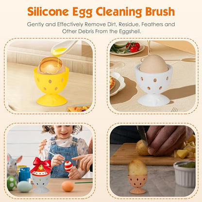 Egg Brush Cleaner, Egg Cleaner for Fresh Eggs, Cute Chick Shaped Egg Wash and Brush, Washing Egg Tool for Standard Sized Eggs (Blue)