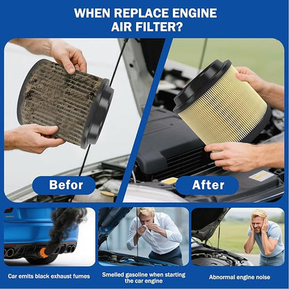 1Pcs Cabin Air Filter & 1Pcs Engine Air Filter Accessories Compatible with Ford Bronco 2026 2025 2024 2023 2022 2021 2.3L 2.7L Engine Cabin Air Filter Automotive Replacement for CF12772&MB3G-9601AA