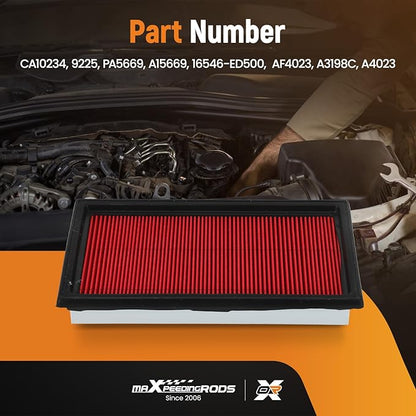 maXpeedingrods CA10234 Engine Air Filter Fits for INFINITI Q50 V6 3.5L/3.7L, for Nissan Cube, NV200, Versa 2007-2011, Replacement for PA5669, 16546-ED500