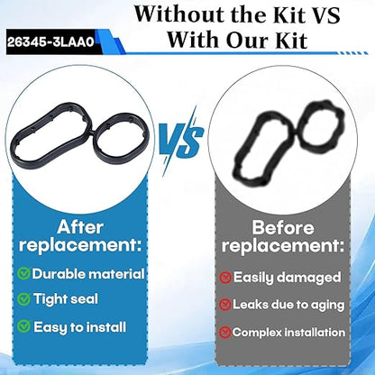 4-Pack 26345-3LAA0 Oil Filter Housing Gasket, Compatible with 2018-2020 Kia, Telluride 2020-2024 3.8L, Hyundai Genesis Palisade 3.8L Engine.Replaces 26345-3LAA0