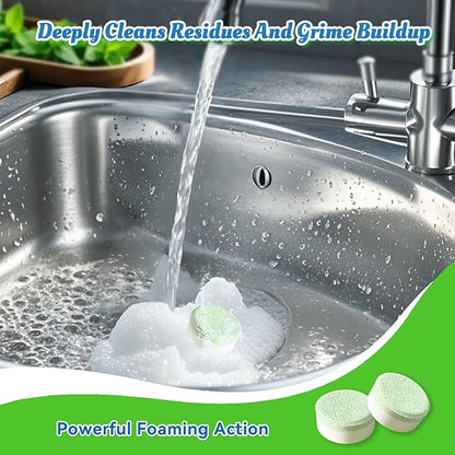 Garbage Disposal Cleaner Deodorizer Tablets-24 Pack Deep Cleaning Disposer Descaler Freshener-Heavy Duty Grease Grime Limescale Odor Smell Remover-for Kitchen All Disposals Mint Foaming 1 Year Supply