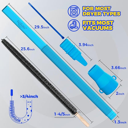 Holikme Dryer Vent Cleaner Kit 2 Pieces - Upgraded Dryer Lint Screens Cleaner Brush Part,Compatible with Most Vacuum Cleaner,Vacuum Hose Attachment & Refrigerator Coil Brush,Quickly Lint Remove,Blue