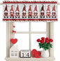 I Love U Valance Curtains for Kitchen, Valentine's Day Dwarf Romantic Wood Grain Privacy Rod Pocket Valance Curtain, Light-Filtering Window Treatment for Bedroom Bathroom, 60"x18"