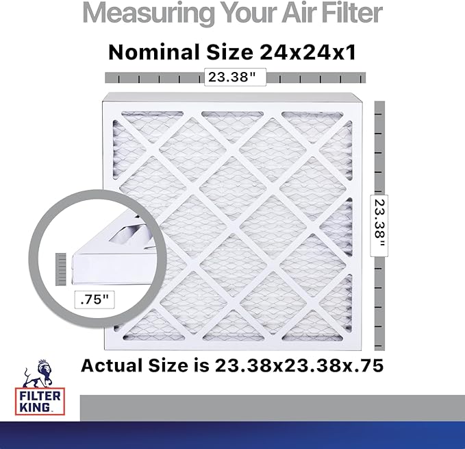 Filter King 24x24x1A Carbon Air Filters | 4 Pack | Carbon MERV 8 HVAC Pleated AC Furnace Filter | Actual Size: 24 x 24 x .75"