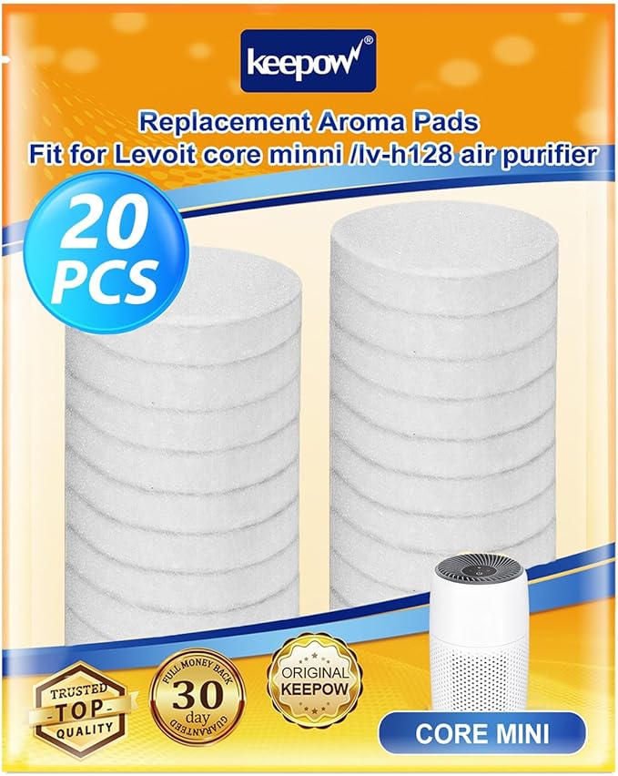 KEEPOW 20 Pack Aroma Pads Refills Compatible with LEVOIT Core Mini/LV-H128 Air Purifier, Essential Oil Pads Replacement Aromatherapy Refill Pads