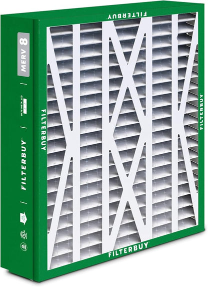 Filterbuy 24.5x27x5 Air Filter MERV 8 Essential Dust & Allergy Defense (4-Pack), Pleated HVAC AC Furnace Filters for Trane, American Standard, Honeywell, and More (Actual Size: 24.06 x 26.13 x 4.97)