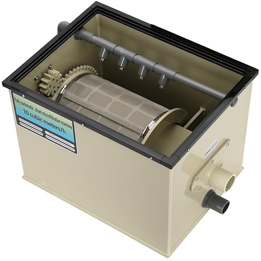 Rotary Drum Filter-3000GPH, 110V-240V High Pressure Cleaning Drum Filter, Fully Automatic Self-Cleaning Filter for Koi Pond, Fish Pond, Aquarium, Fish Farm, Seedling Cultivation Base, Aquaculture