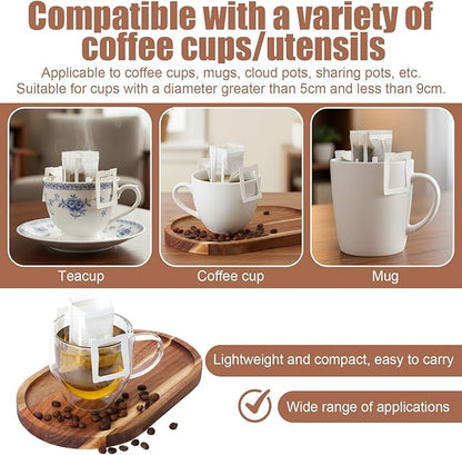 Sibba 100 PCS Portable Coffee Filter Bag with Hanging Ear Design Disposable Drip Coffee Filter Paper Bag Single Serve Pour Over Coffees Filters Paper Bags for Travel Camping Office & Home Brewing