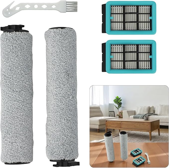 Replacement Vacuum Brush Roller Filter Set Compatible with for Bissell for CrossWave 3831 HF2 3845 3847 3848 Floor Scrubber Multi-Surface Wet Dry Vacuum Cleaner Parts Accessories with Cleaning Tool