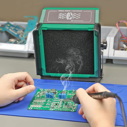 YIHUA 948DQ-I Solder Fume Extractor Fan Solder Smoke Absorber Remover Tiltable Angle with 8 Extra Fan Filters for Soldering Wood Burning and more