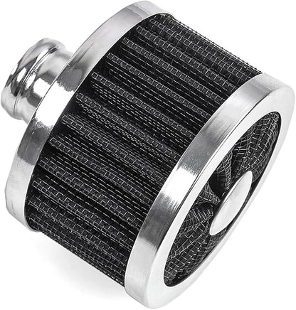 MUGE RACING 23mm Car Air Filter Universal Cold Air Intake Filter High Flow Vent Valve Cover Breather Filter (Black- 2 Pcs)